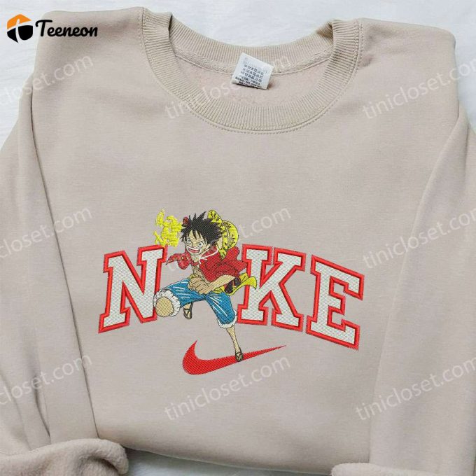 Luffy One Piece X Nike Embroidered Shirt – Unique Collaboration With One Piece &Amp;Amp; Nike Stylish Nike Inspired D Gift For Men Women