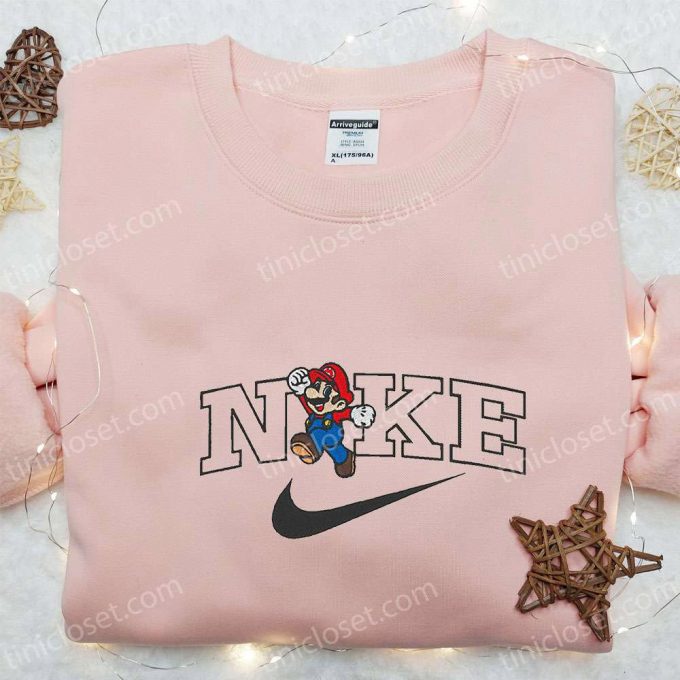 Shop Mario X Nike Cartoon Embroidered Shirt Super Mario Hoodie &Amp; Custom T-Shirt Nike Embroidery Collection