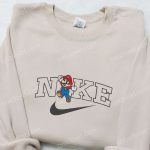 Shop Mario x Nike Cartoon Embroidered Shirt Super Mario Hoodie & Custom T-shirt Nike Embroidery Collection