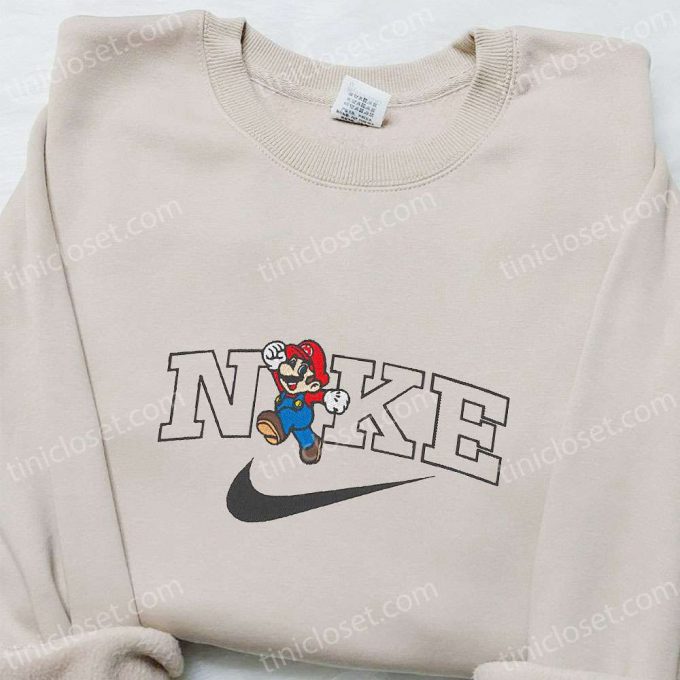 Shop Mario X Nike Cartoon Embroidered Shirt Super Mario Hoodie &Amp; Custom T-Shirt Nike Embroidery Collection