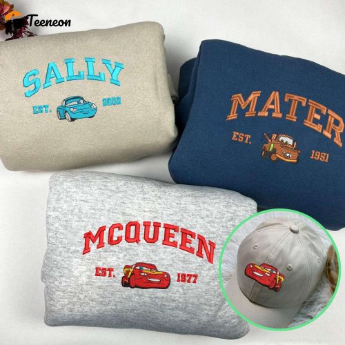 Mcqueen Sally Mater Combo Shirt & Hat: Cars Movie Couple Family Trip Gift for Dad & Mom – Men & Women