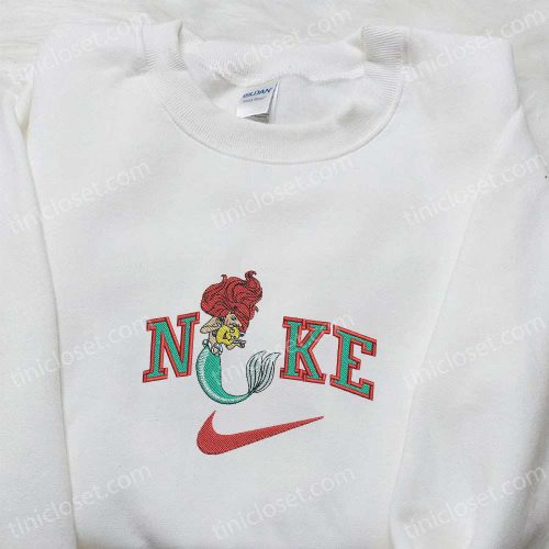 Mermaid Ariel x Nike Cartoon Embroidered Hoodie & Shirts: Disney Characters & Nike Inspired Collection