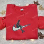 Mermaid x Swoosh Nike Inspired Embroidered Shirt: B Gift for Men Women Family Gift Ideas