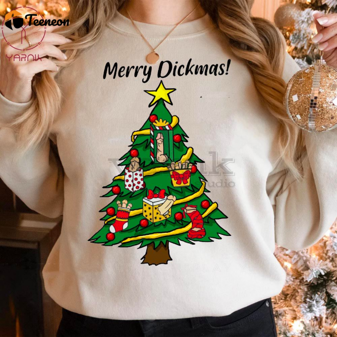 Merry Dickmas Christmas Tree Sweatshirt: Festive &Amp;Amp; Fun Holiday Apparel