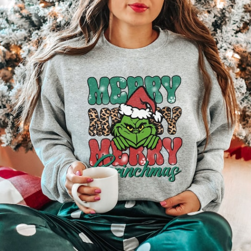 Spread Holiday Cheer with a Merry Grinchmas Sweatshirt – Festive & Comfy Attire!