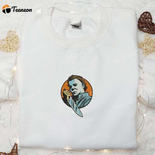 Spooky Embroidered Shirt: Michael Myers &Amp; Horror Movie Characters – Stand Out In Style With This Eerie And Iconic D Gift For Men Women!