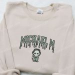 Michael Myers Embroidered Hoodie – Horror Movie Characters Sweatshirt – Spooky Embroidered Shirt