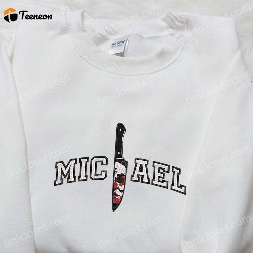 Michael Myers Knife Embroidered Shirt – Horror Movie Characters & Spooky D Gift for Men Women