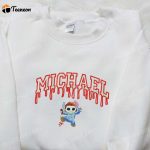 Spooky Stitch Embroidered Shirt: Michael Myers & Horror Movie Characters – Stand out in style with this eerie and captivating shirt!