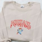 Spooky Stitch Embroidered Shirt: Michael Myers & Horror Movie Characters – Stand out in style with this eerie and captivating shirt!