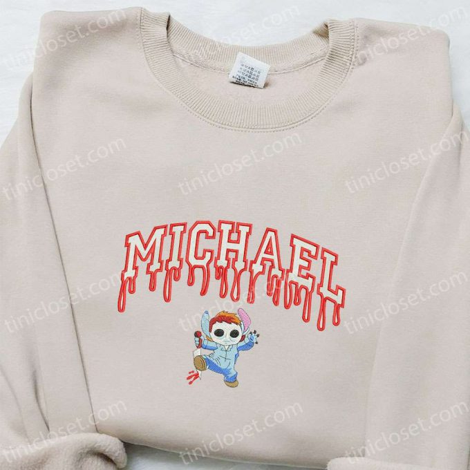 Spooky Stitch Embroidered Shirt: Michael Myers &Amp; Horror Movie Characters – Stand Out In Style With This Eerie And Captivating Shirt!