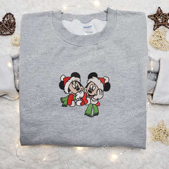 Disney Xmas Embroidered Shirt Hoodie &Amp; Sweatshirt – Mickey And Minnie Mouse Characters For Christmas