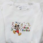 Mickey Happy New Year & Merry Christmas Embroidered Sweatshirt: B Gift for Men Women Disney Characters Movie Shirt Perfect Christmas Gift Idea!