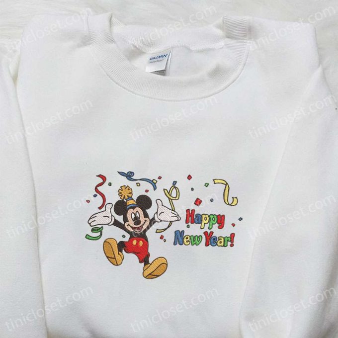 Mickey Happy New Year &Amp; Merry Christmas Embroidered Sweatshirt: B Gift For Men Women Disney Characters Movie Shirt Perfect Christmas Gift Idea!