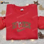 Mickey Mouse Candy Cane Xmas x Nike Embroidered Tshirt – B Gift for Men Women Christmas Gift Ideas Nike Inspired Shirt