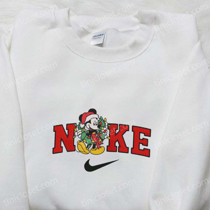 Mickey Mouse X Nike Christmas Sweatshirt: Disney Characters Movie Merry Christmas Embroidered Shirt – Perfect Gift Idea