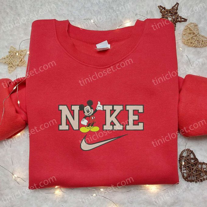 Mickey Mouse X Nike Embroidered Sweatshirt: Cartoon Inspired Hoodie Perfect Birthday Gifts For Family