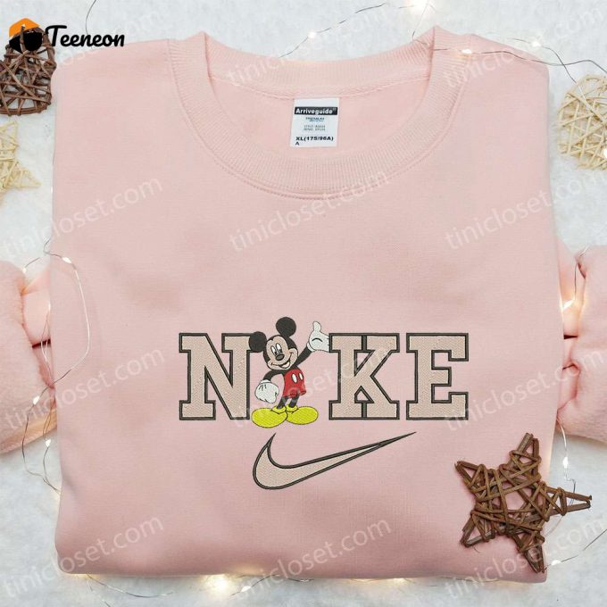 Mickey Mouse X Nike Embroidered Sweatshirt: Cartoon Inspired Hoodie Perfect Birthday Gifts For Family