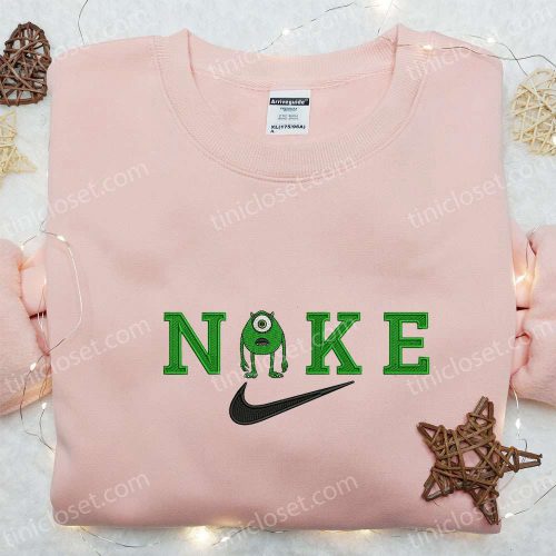 Disney Characters Embroidered Shirt & Hoodie: Mike Wazowski x Nike Cartoon D Gift for Men Women Custom T-shirt Nike Embroidery