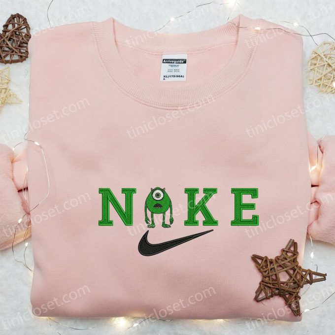 Disney Characters Embroidered Shirt &Amp; Hoodie: Mike Wazowski X Nike Cartoon D Gift For Men Women Custom T-Shirt Nike Embroidery