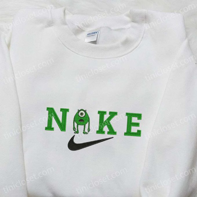 Disney Characters Embroidered Shirt &Amp; Hoodie: Mike Wazowski X Nike Cartoon D Gift For Men Women Custom T-Shirt Nike Embroidery