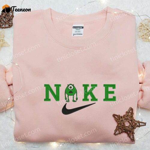 Disney Characters Embroidered Shirt & Hoodie: Mike Wazowski x Nike Cartoon D Gift for Men Women Custom T-shirt Nike Embroidery