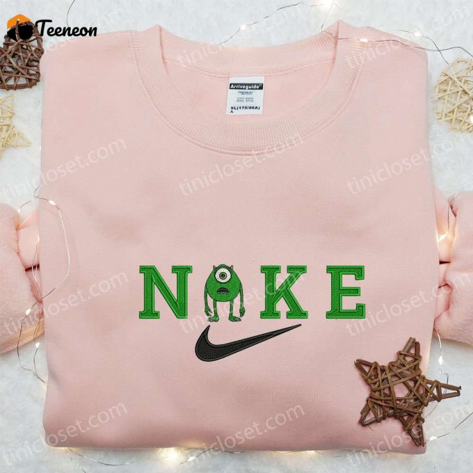 Disney Characters Embroidered Shirt &Amp;Amp; Hoodie: Mike Wazowski X Nike Cartoon D Gift For Men Women Custom T-Shirt Nike Embroidery