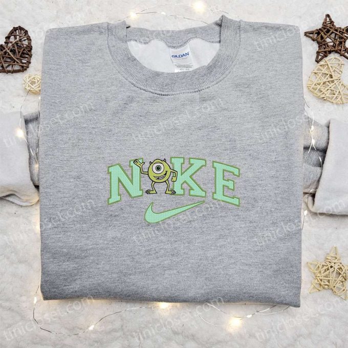 Mike Wazowski X Nike Cartoon Sweatshirt: Disney Characters Embroidered Shirt – Perfect Family Gift