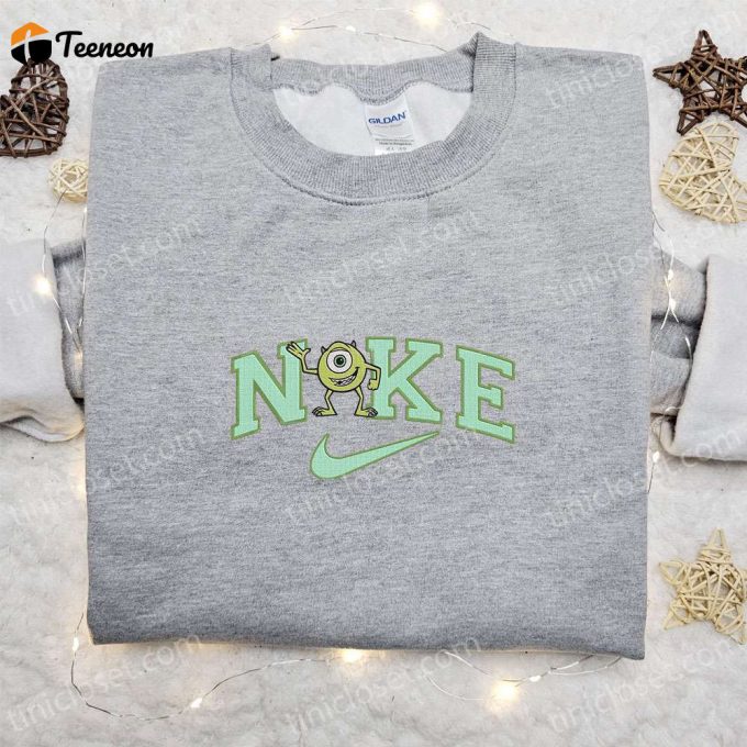 Mike Wazowski X Nike Cartoon Sweatshirt: Disney Characters Embroidered Shirt – Perfect Family Gift