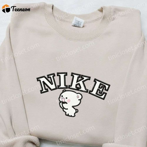 Milk Bear x Nike Cartoon Embroidered Shirt Nike Inspired T-shirt B Gift for Men Women Family Gift