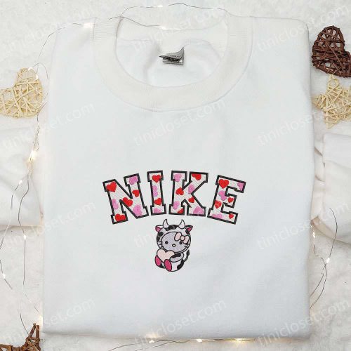 Moo-velous Milk Cow Hello Kitty Embroidered Shirt: Cute & Comfy Apparel for Hello Kitty Fans!