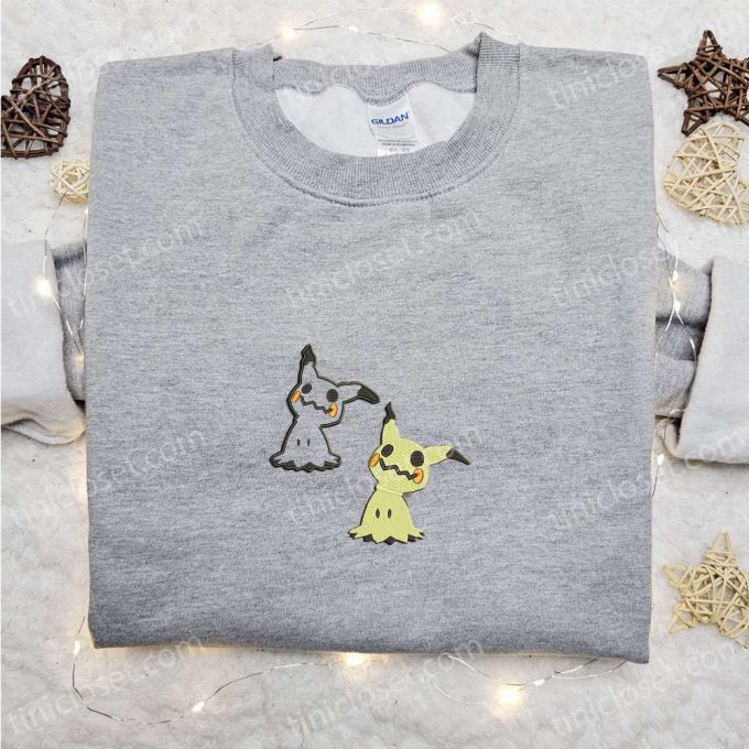 Mimikyu Pokemon Embroidered Sweatshirt Hoodie &Amp; T-Shirt: Anime Inspired Apparel For Pokemon Fans