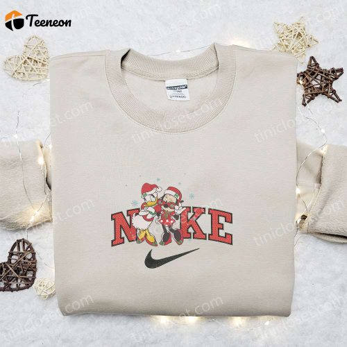 Minnie &Amp; Daisy Xmas Hat X Nike Embroidered Sweatshirt: Disney Characters Merry Christmas Shirt B Gift For Men Women Gift Idea