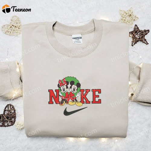 Minnie And Mickey Laurel Wreath Christmas X Nike Sweatshirt – Disney Characters Movie Merry Christmas Shirt Perfect Gift Ideas