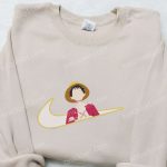 Monkey D Luffy Anime x Swoosh Sweatshirt: Cool Nike Inspired Embroidered Shirt Anime Clothing