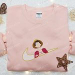 Monkey D Luffy Anime x Swoosh Sweatshirt: Cool Nike Inspired Embroidered Shirt Anime Clothing