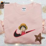 Monkey D Luffy Kid x Nike Swoosh Anime Embroidered Shirt – One Piece & Nike Inspired D Gift for Men Women