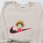 Monkey D Luffy Kid x Nike Swoosh Anime Embroidered Shirt – One Piece & Nike Inspired D Gift for Men Women