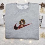 Monkey D Luffy Laughing x Swoosh Embroidered Sweatshirt: Cool Anime Clothing for One Piece Fans