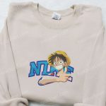 Monkey D Luffy x Nike Anime Embroidered Sweatshirt & T-Shirt: B Gift for Men Women Family Gift Ideas