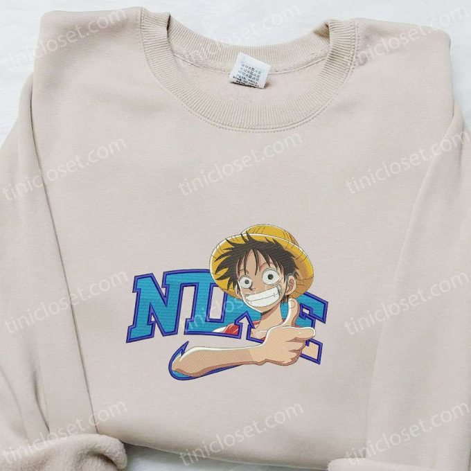 Monkey D Luffy X Nike Anime Embroidered Sweatshirt &Amp; T-Shirt: B Gift For Men Women Family Gift Ideas