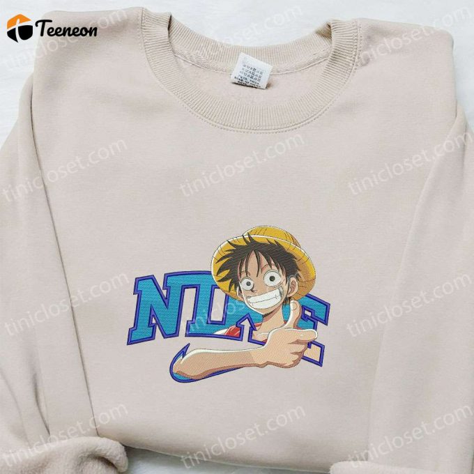 Monkey D Luffy X Nike Anime Embroidered Sweatshirt &Amp;Amp; T-Shirt: B Gift For Men Women Family Gift Ideas