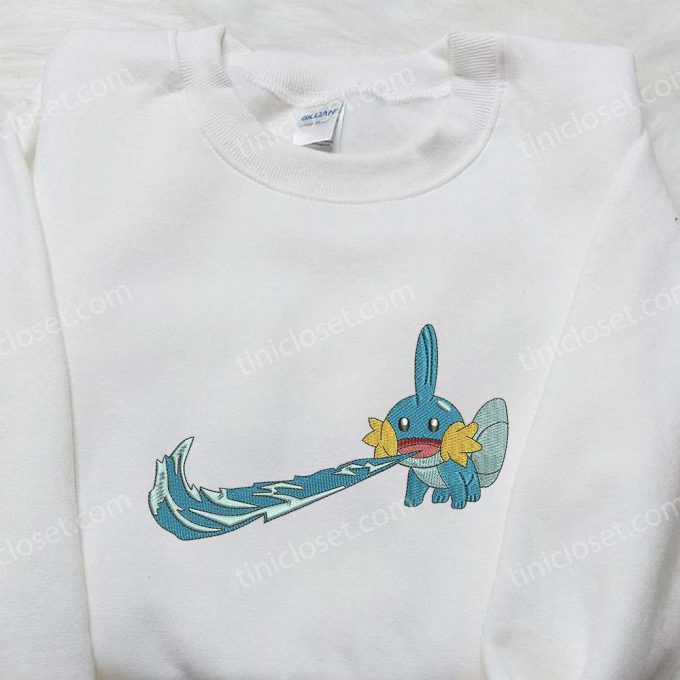 Mudkip X Nike Embroidered Shirt: Pokemon Inspired Nike Shirt With Vibrant Embroidery