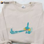 Mudkip x Swoosh Anime Embroidered Hoodie – Cool Anime Clothing Perfect Family Gift