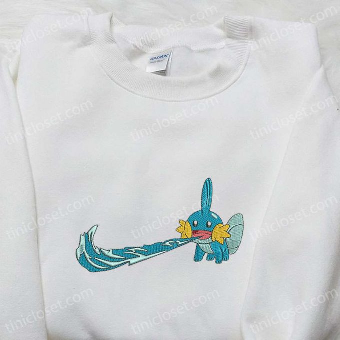 Mudkip X Swoosh Anime Embroidered Hoodie – Cool Anime Clothing Perfect Family Gift