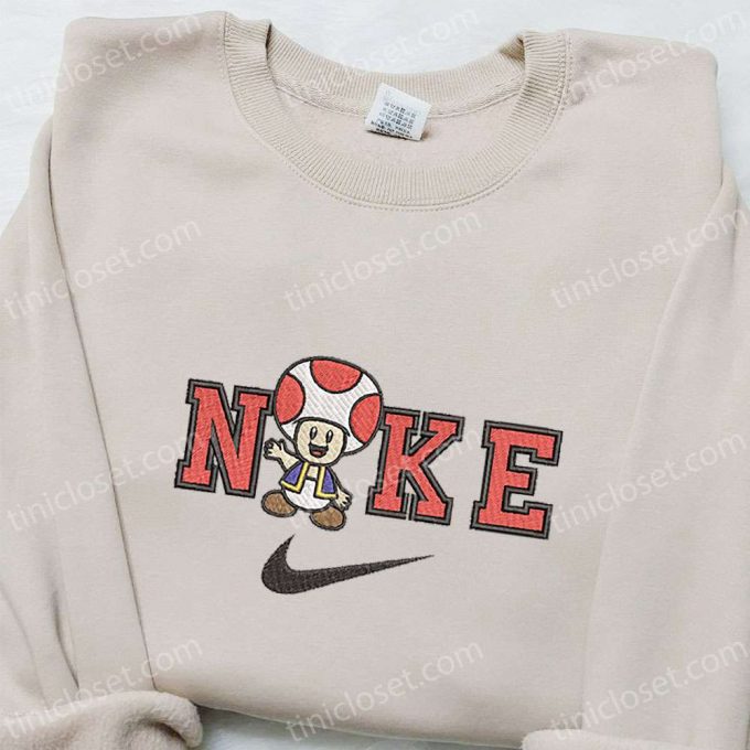 Mushroom X Nike Cartoon Embroidered Shirt – Nike Inspired T-Shirt Perfect Family Gift Idea