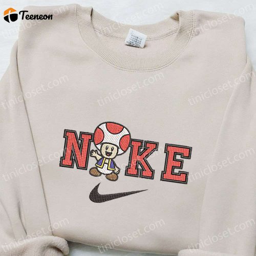 Mushroom x Nike Cartoon Embroidered Shirt – Nike Inspired T-shirt Perfect Family Gift Idea