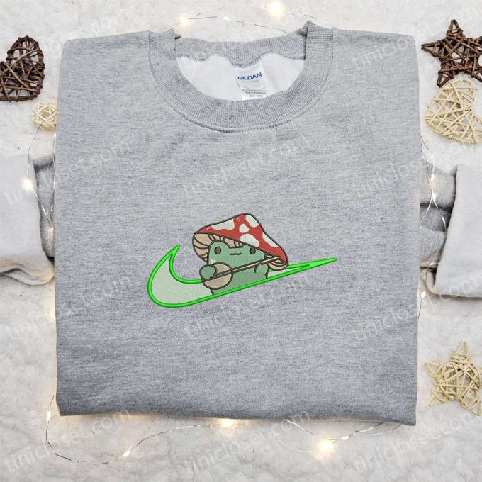 Mushroom X Swoosh Embroidered Shirt: Nike Inspired Perfect Family Gift Idea