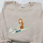 Nami x Nike Swoosh Anime Embroidered Hoodie & One Piece Shirt: Nike Inspired Embroidery