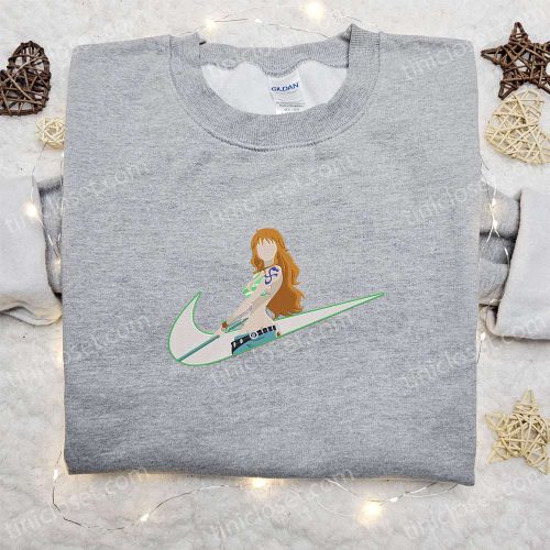 Nami x Swoosh Embroidered Shirt: B Gift for Men Women One Piece Gift Idea for Family